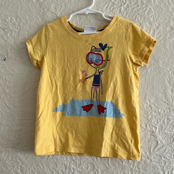Hanna Andersson Summer Graphic Tee Shirt Yellow Snorkel Cat 8 Kid Girl Childrens - Picture 1 of 4